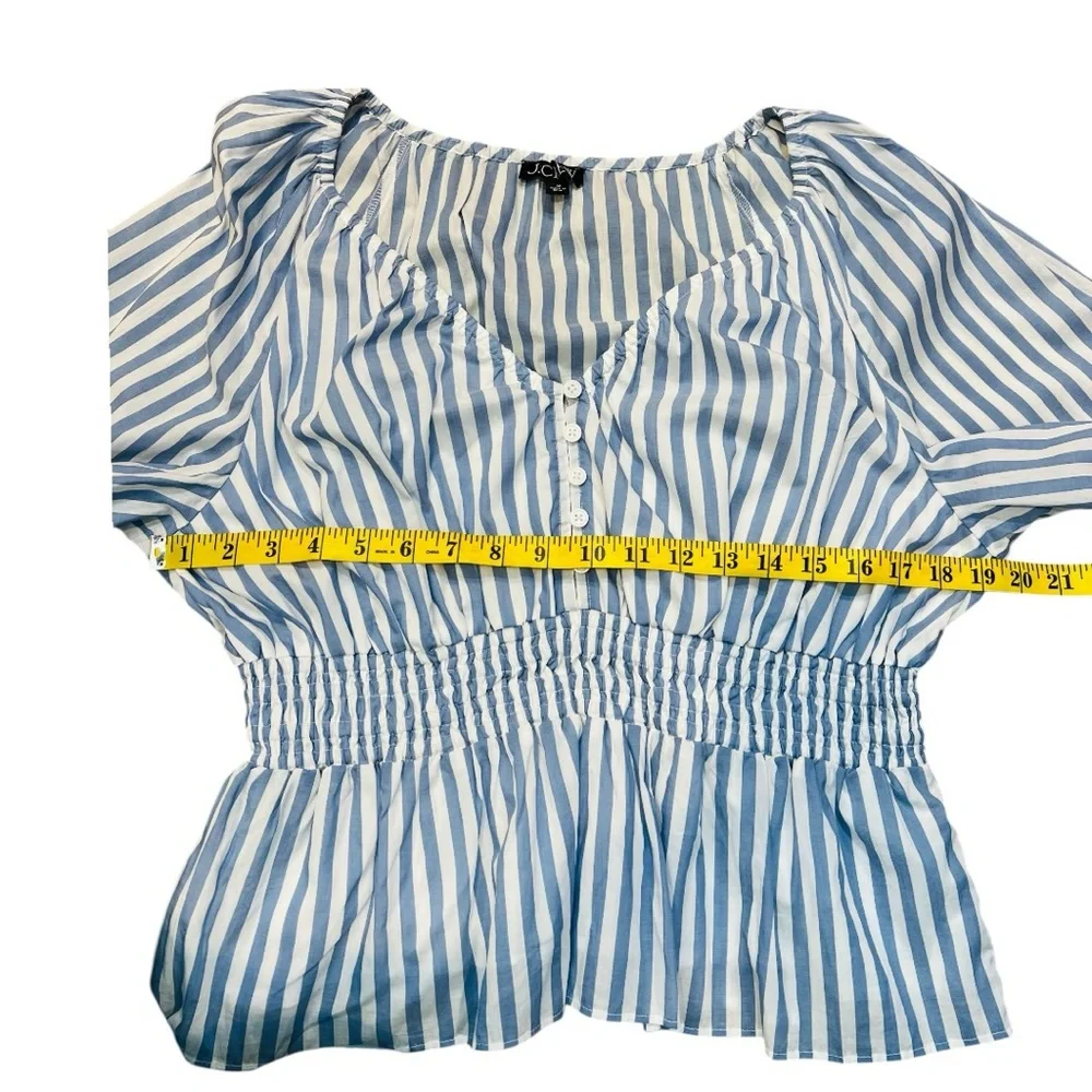 J Crew | V-neck smocked-waist top in stripe cotton lawn NWOT